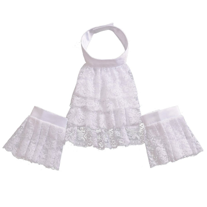 BLESSUME Jabot Kragen Viktorianisch Halskrause Spitze Jabot Kostüm Gross Weiss Jabot Manschetten Ein