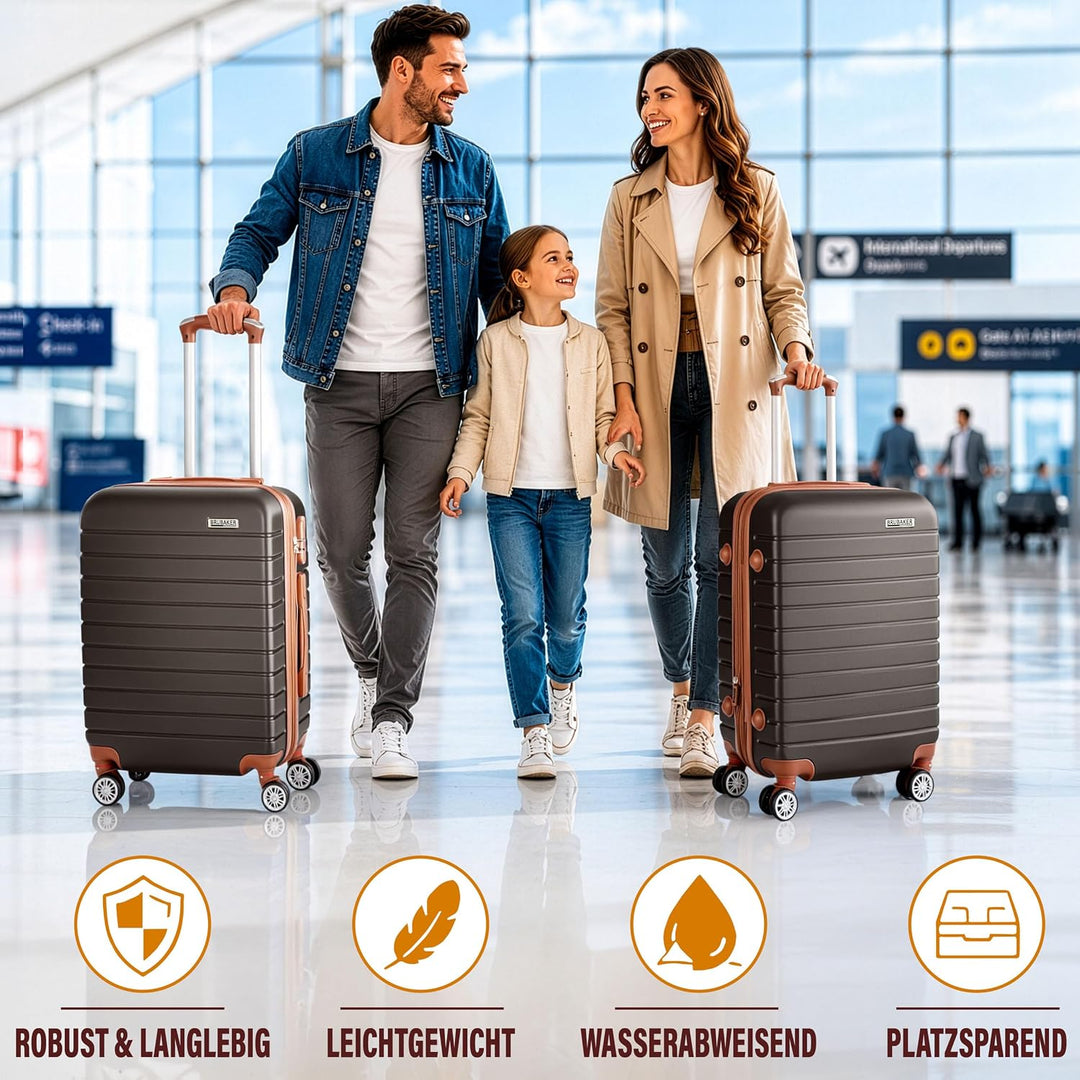 BRUBAKER Handgepäck Koffer Paris - Reisekoffer Trolley mit Zahlenschloss, 4 Rollen und Komfort Trage