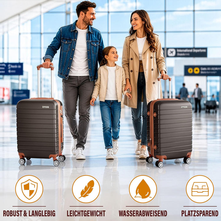 BRUBAKER Handgepäck Koffer Paris - Reisekoffer Trolley mit Zahlenschloss, 4 Rollen und Komfort Trage