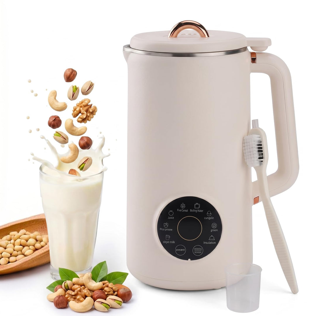 8 in 1 Nussmilchmaschine, 1000ML Multifunktional Automatische Pflanzenmilchbereiter mit 10 Klingen u