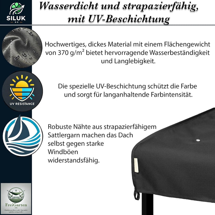 freigarten.de Ersatzdach für Pavillon 3x4m Wasserdicht Material Panama PVC weich 370g/m² extra stark
