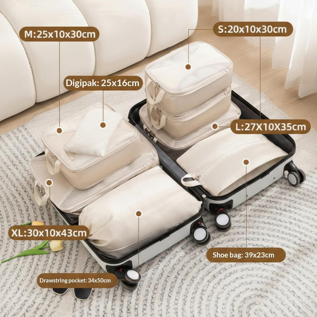 Travel Packing Cube Set - Compression Organizer with Shoe Bag, Toiletry Pouch & Laundry Bag, Lightwe