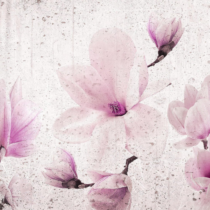 Runa Art Wandbilder Blumen Magnolien 5 Teilig Bild auf Vlies Leinwand Deko Wohnzimmer Abstrakt Grau