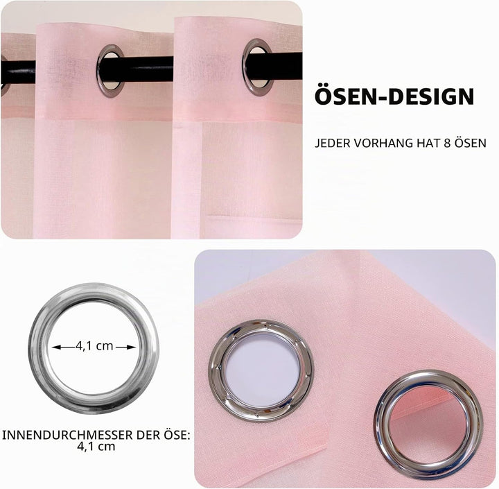 MIULEE Sheer Voile Vorhang Weihnachtsdeko mit Ösen Transparente Optik Gardine Ösenvorhang Ösenschal
