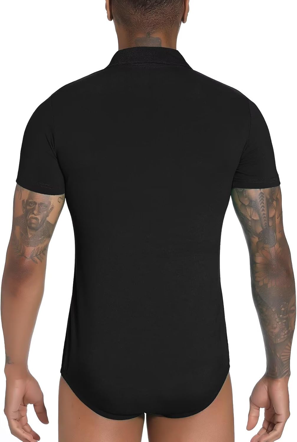 Landofgenie Herren Kurzarm Bodysuit Crotch Shirt Romper Plus Size Bodysuit Herren One Piece Pyjamas