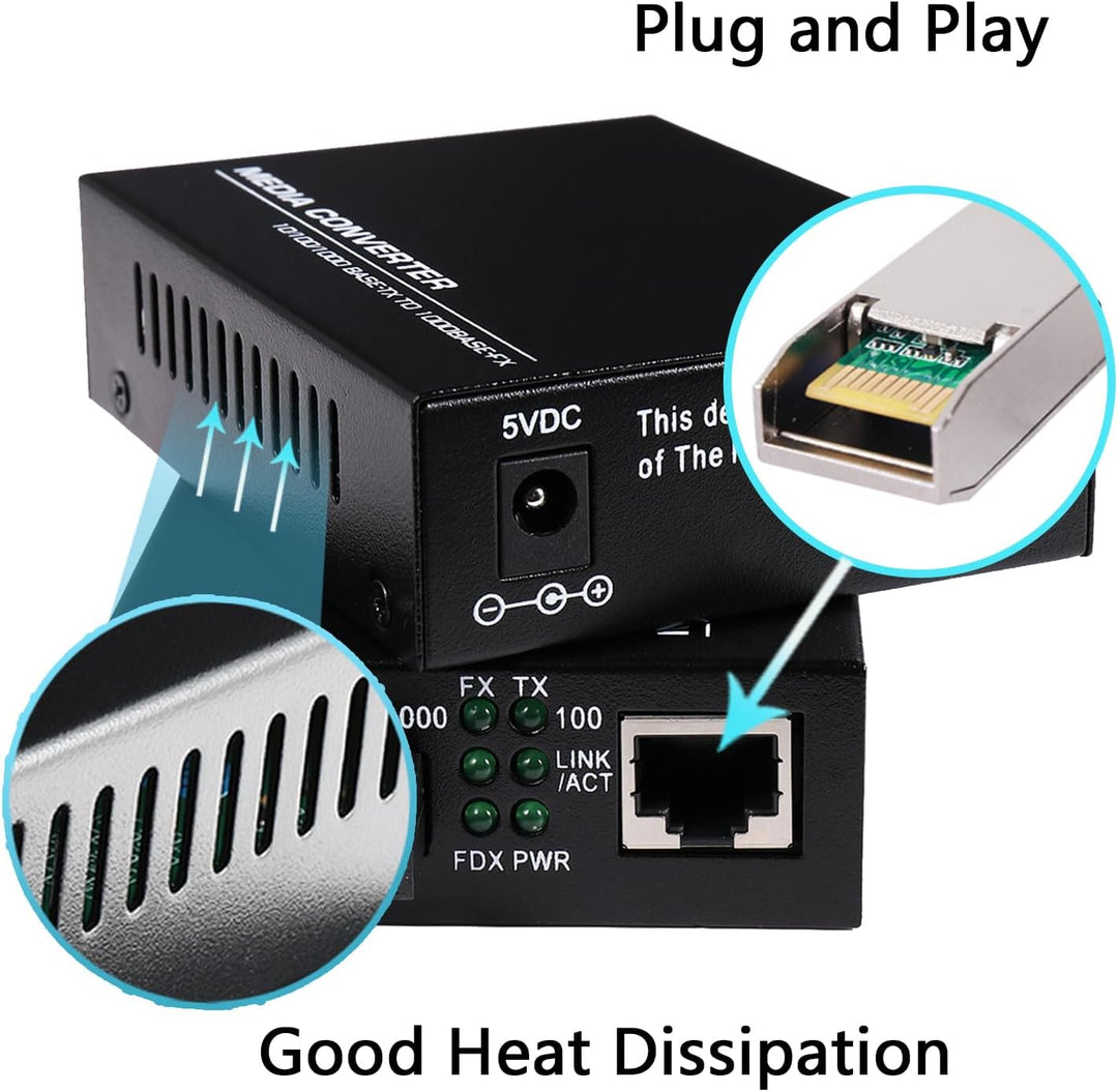 EIN Paar 2er Pack Multi-Mode Dual SC Fiber Gigabit Ethernet Media Converter - Mini 10/100/1000Base-T