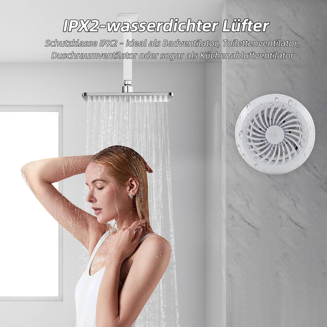 Badlüfter 100mm, 130m³/h Abluftventilator mit Fernbedienung, Rohrventilator, 3 Geschwindigkeiten Lüf