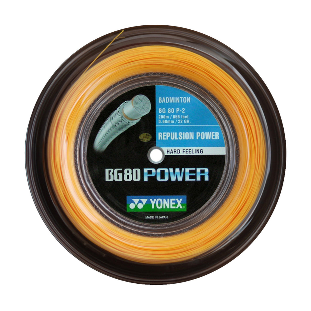 Yonex Saiten für Badmintonschläger BG80 Power, 200 m Reel Orange, Orange