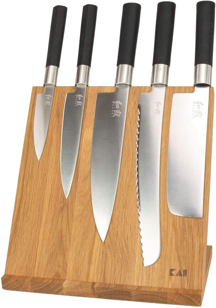 Kai Wasabi Black Messer Geschenk-Set 67-W18, 5 ultrascharfe KAI-Messer + KAI Magnet-Messerblock aus