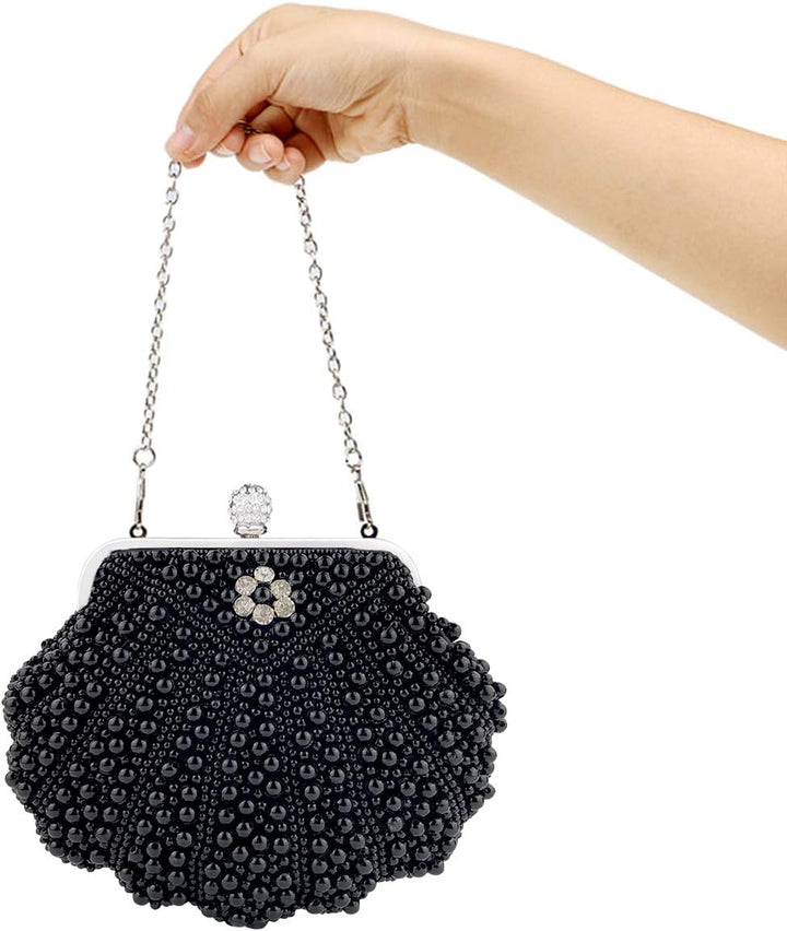 NICOLE&DORIS Imitat Perle der Frauen Bördelte Harte Fallkupplungstasche,Hochzeit Handtasche Abschlus