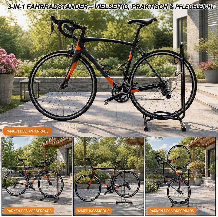 hotsizz 3-in-1 Fahrradständer Boden Geeignet für Räder bis 70 cm / 27,5 Zoll Horizontal und vertikal