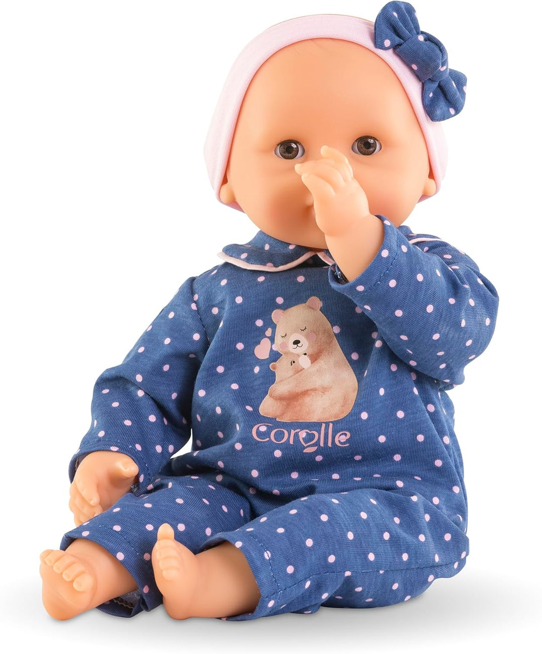Corolle - Meine erste Babypuppe, Baby Calin Kapuzinerkresse – Bär, 30 cm, ab 18 Monate, 9000100910