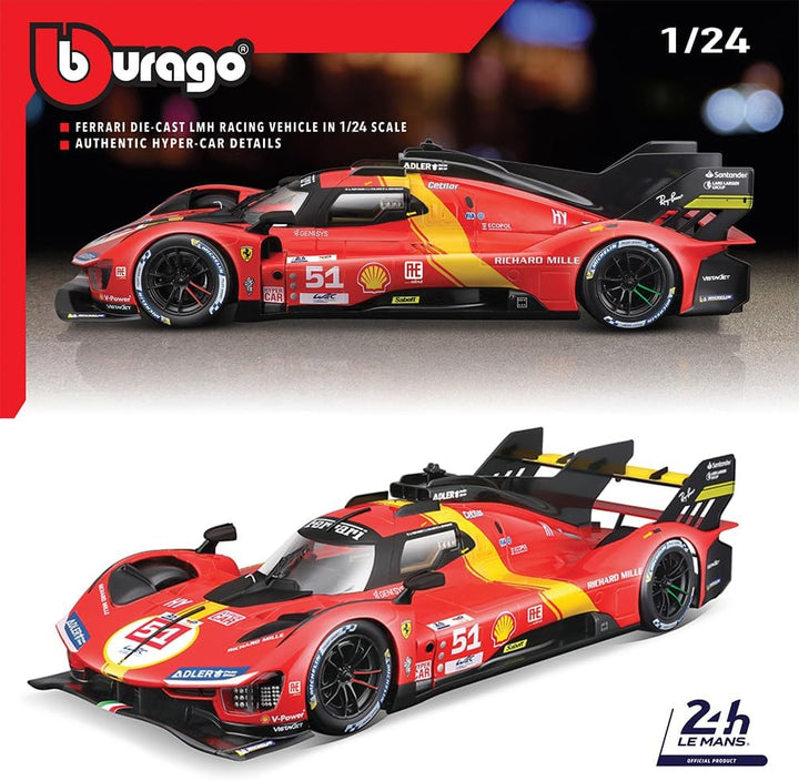 Bburago - Modellbausatz Ferrari 499P LMH - Auto-Bausatz im Massstab 1:24, detailgetreue Nachbildung