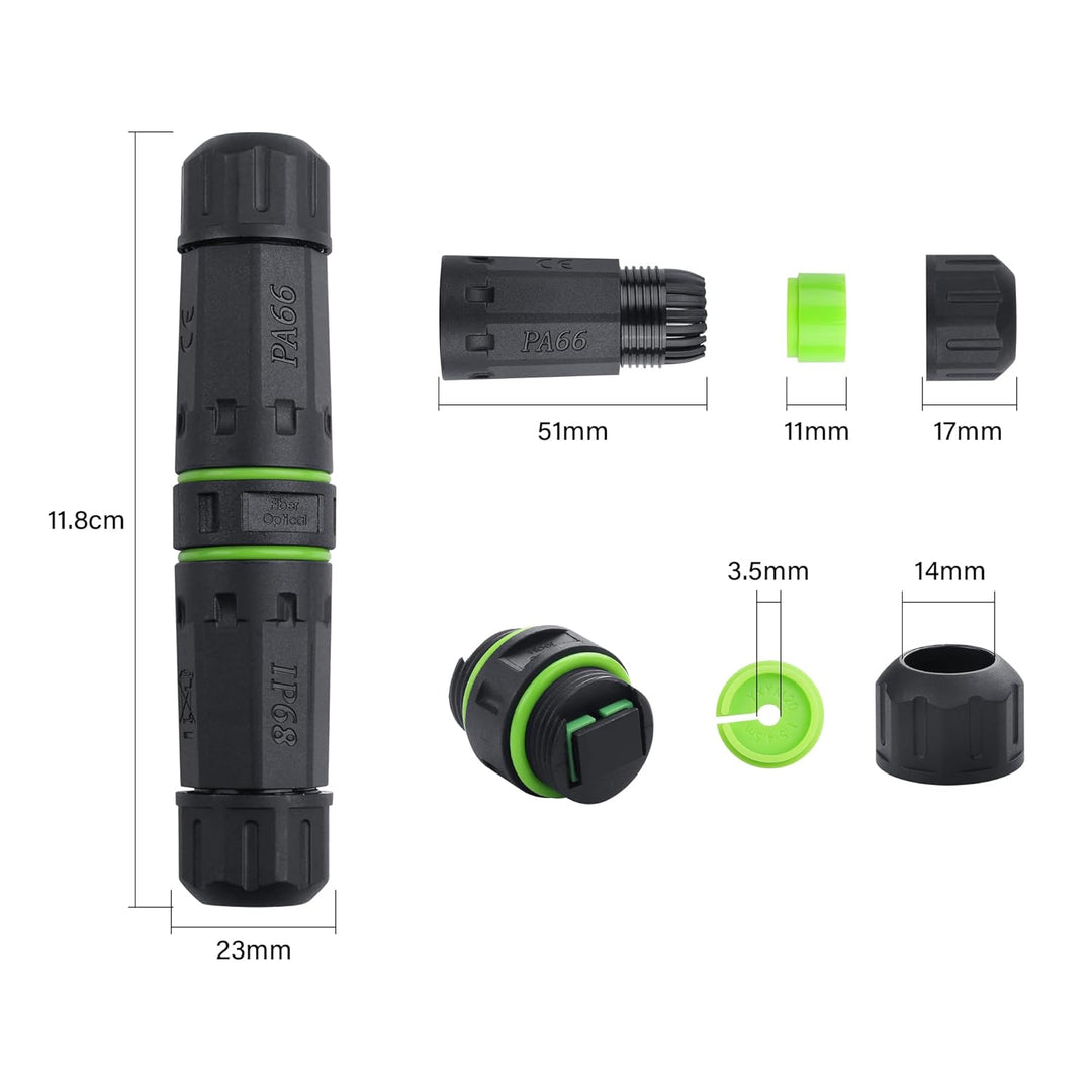 PNGKNYOCN Faseroptischer wasserdichter Stecker, IP68 LC zu LC Glasfaserkabel Wasserdichter Stecker f
