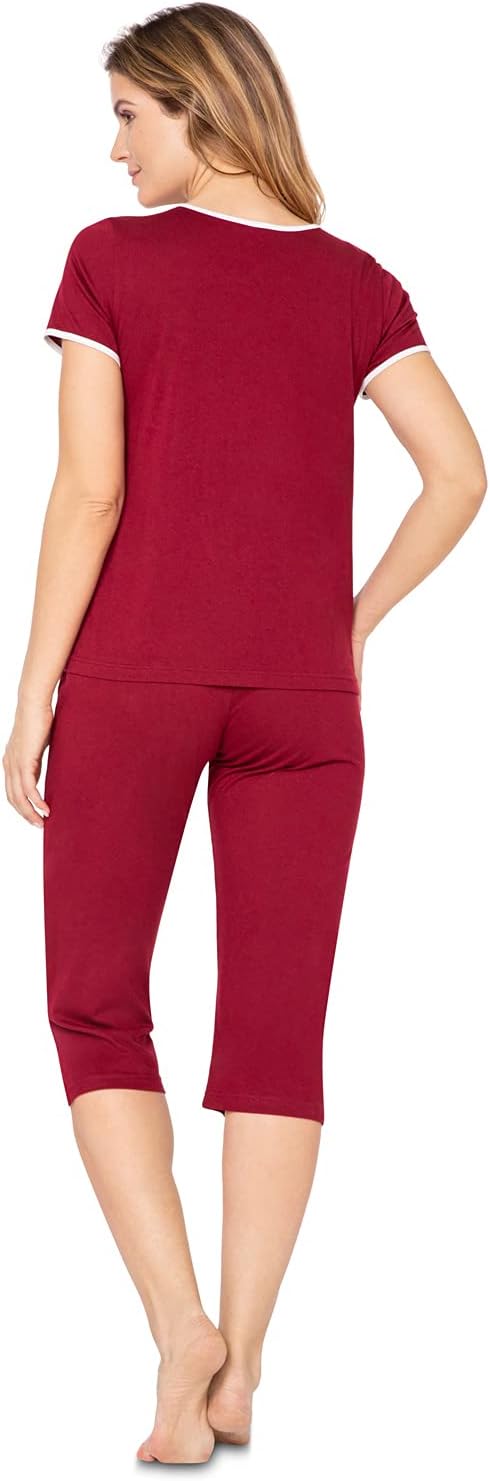 e.Femme® Damen Schlafanzug Nicole II 945, 50% Baumwolle und 50% Modal 36 Bordeaux, 36 Bordeaux