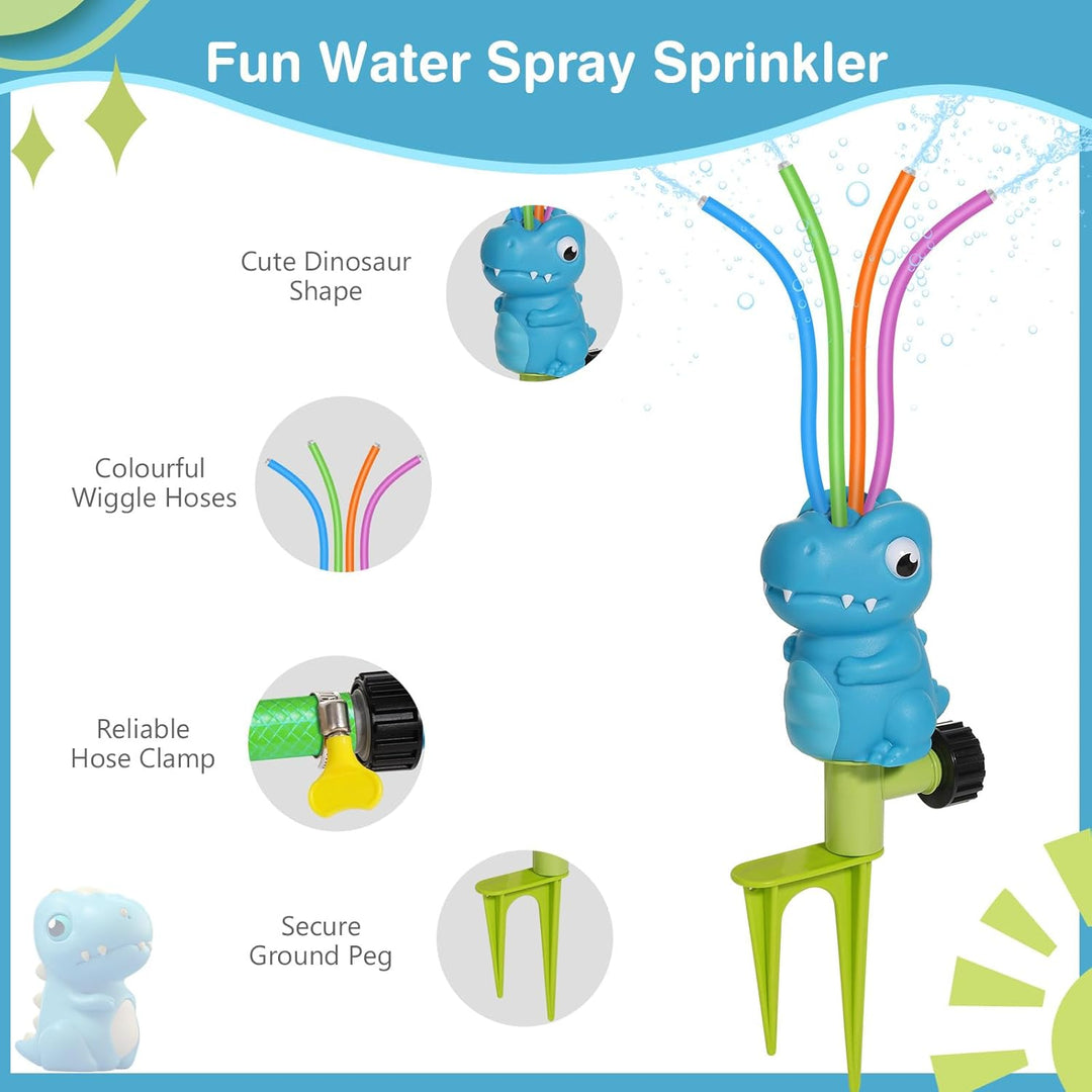 MoKo Wassersprinkler für Kinder, Dinosaurier Outdoor Wasserspielzeug, Schwimmbad Spielzeug mit 4 Fle