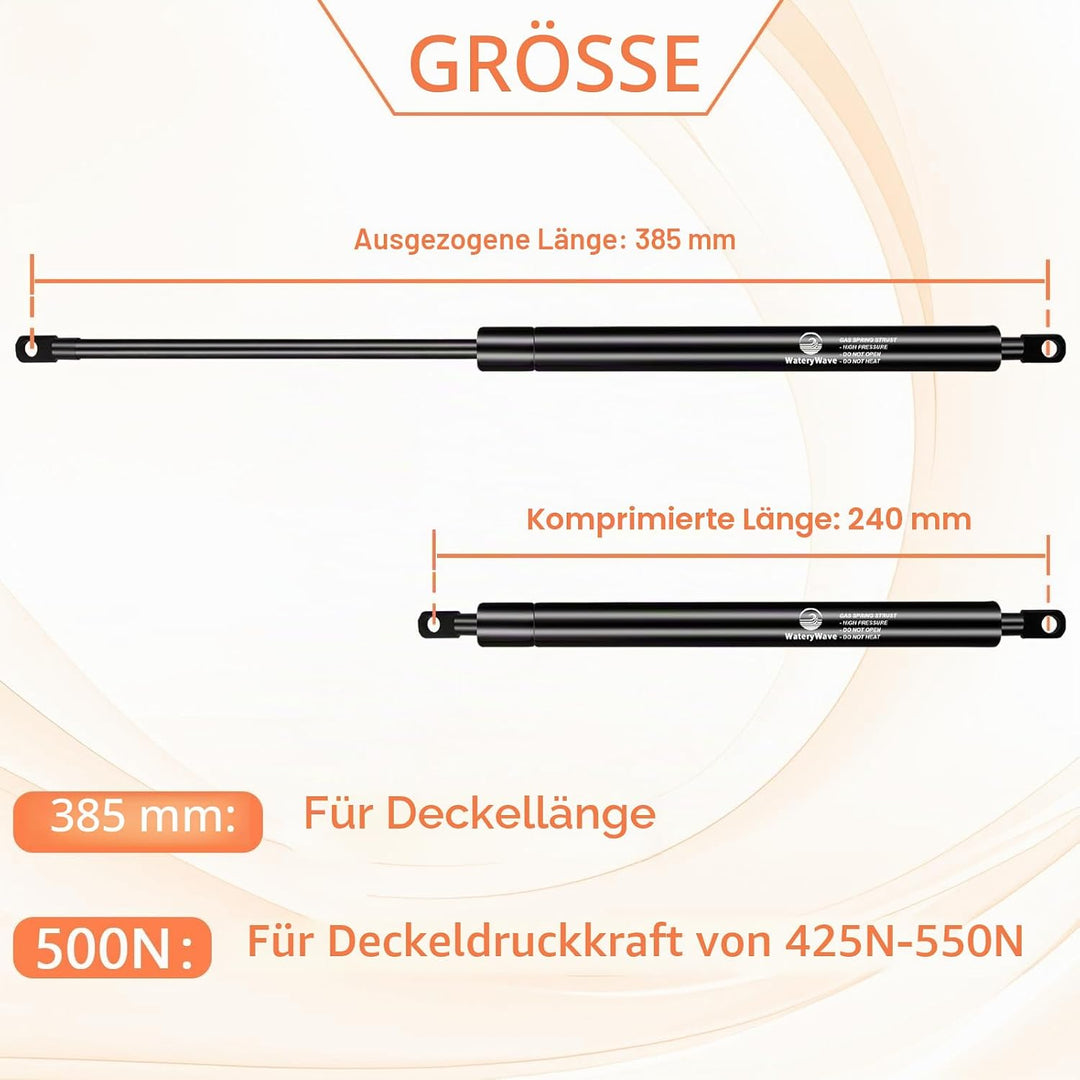 385MM 500N Gasdruckdämpfer mit 8mm Ösenköpfen Gasdruckfeder Hydraulische Kofferraum-gasfeder für Ott