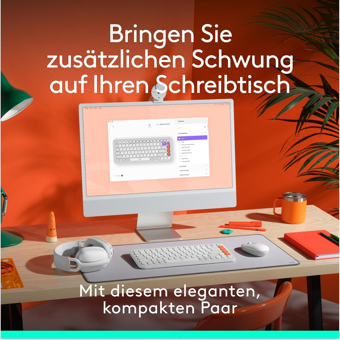 Logitech POP ICON Keys kabellose Bluetooth-Tastatur, Comfortable Tippen, POP Mouse, kompakte und Mob