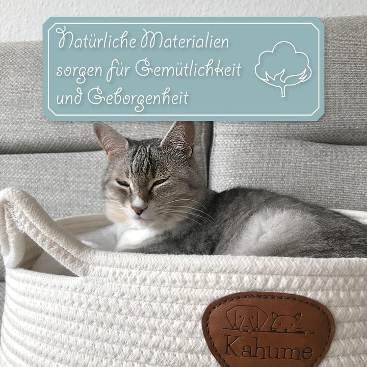 Katzenbett waschbar, Katzenkorb zum Schlafen aus Baumwollseilen, ECO Katzenkörbchen, Hundebett Korb