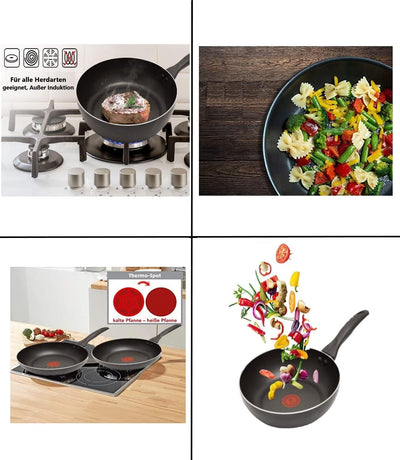 Tefal B30311 Cook&Clean Wok 30cm hoher Rand, Teflon Antihaftbeschichtet, Wokpfanne Hochrand tief, Pf