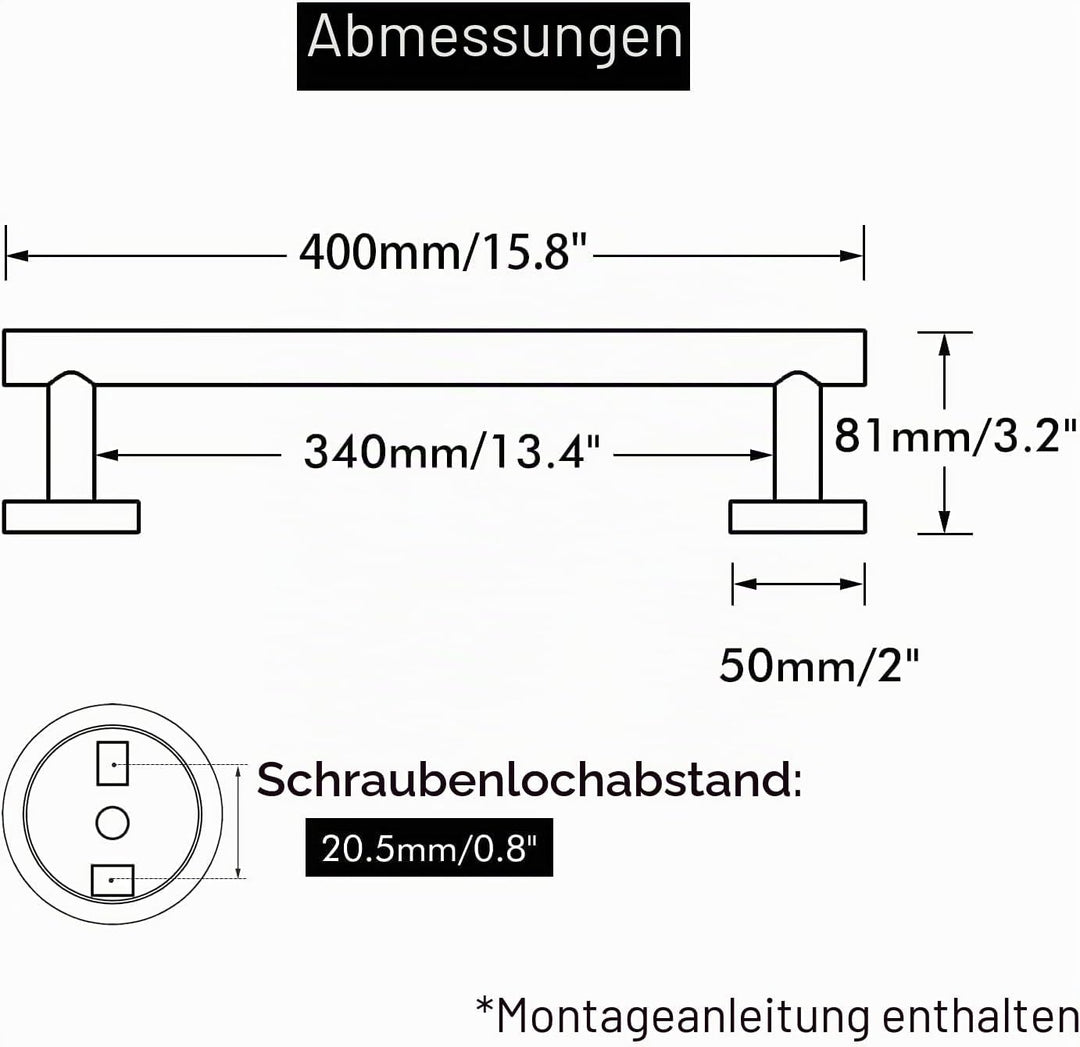 YUET Handtuchhalter, 40 cm, Handtuchstange Gold,SUS 304 Edelstahl,Badetuchhalter Handtuch Halterung