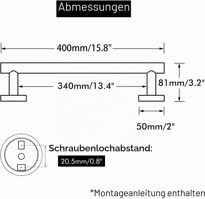 YUET Handtuchhalter, 40 cm, Handtuchstange Gold,SUS 304 Edelstahl,Badetuchhalter Handtuch Halterung