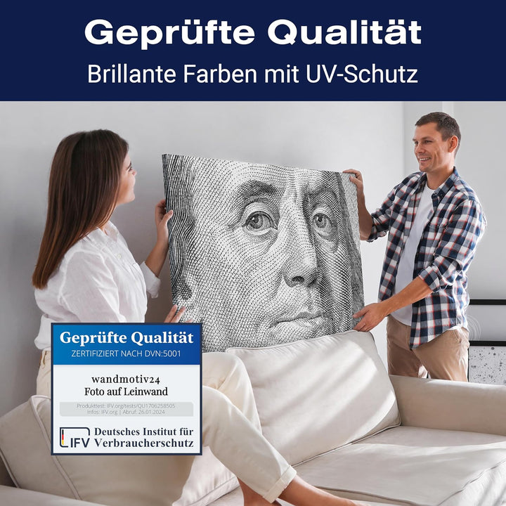 wandmotiv24 Leinwandbild Kunst, 80x60cm, Querformat, Portrait, Mann, Deko, Bilder auf Leinwand, Wand