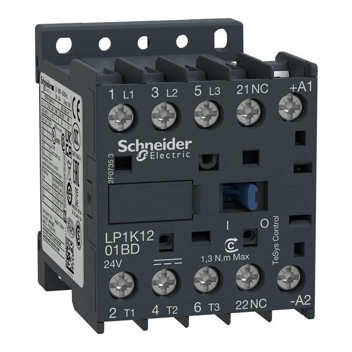 Schneider Electric LP1K1201BD Leistungsschütz, 3p, 5,5kW/400V/AC3, 12A, 24V DC, 24 V