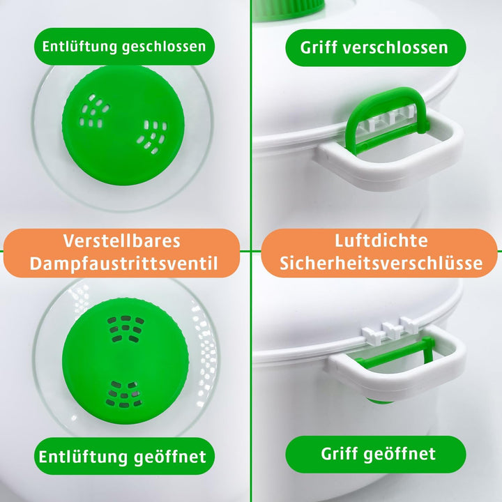 Basilico® Mikrowellen Schnellkochtopf 2,8L mit Dampfventil, Schnellkochtopf & Pressure Cooker für di