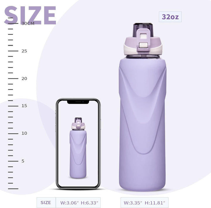 DEARRAY 1l Sport Trinkflasche Glas Flasche mit Strohhalm 1 liter auslaufsicher bpa frei Gym Wasserfl