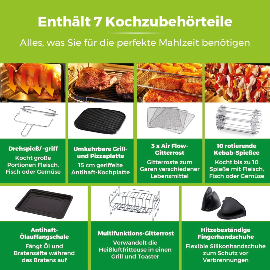Tower T17076 Xpress Pro Combo 10-in-1 Digitale Heissluftfritteuse mit Schneller Luftzirkulation, 60-