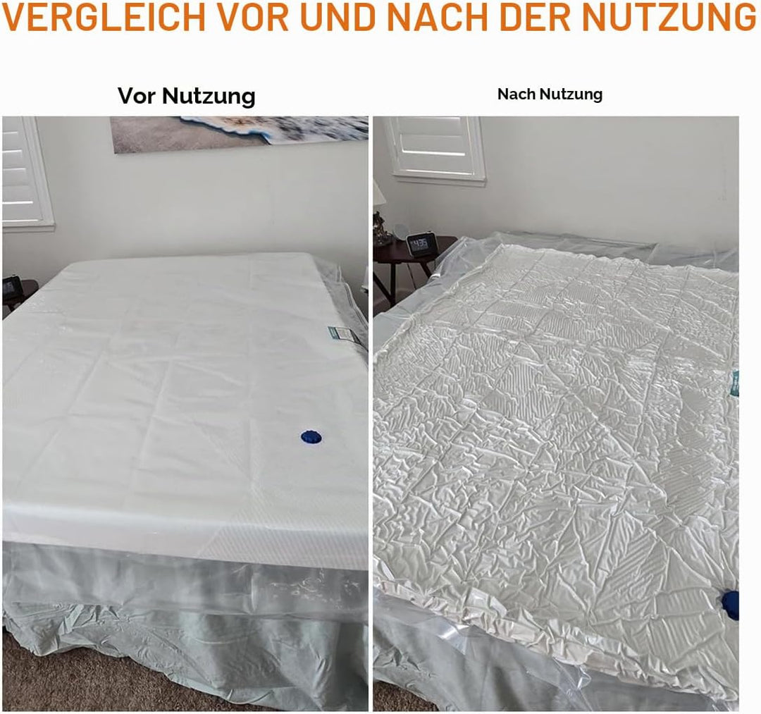 Vakuumbeutel für Matratzen 200x250cm Matratze Vakuumieren Aufbewahrungsbeutel mit Spanngurten für Um