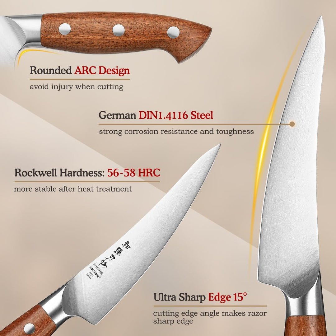 HEZHEN Ausbeinmesser German 1.4116 Stahl, Profi Filiermesser Fisch und Fleisch Küchenmesser，Ultrasch