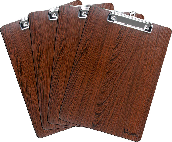 Uquelic Klemmbrett/Schreibbrett/Clipboard A4-4Pcs Klemmbretter A4 Eleganz Luxus Holzmaserung Abgerun