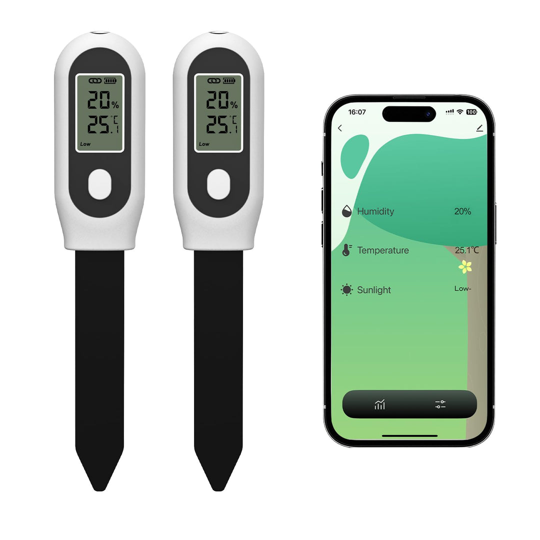 GIEX Zigbee 3-in-1 Bodenfeuchtesensor, 2er-Pack, für Garten mit Temperatur- & Lichtmessung, kompatib