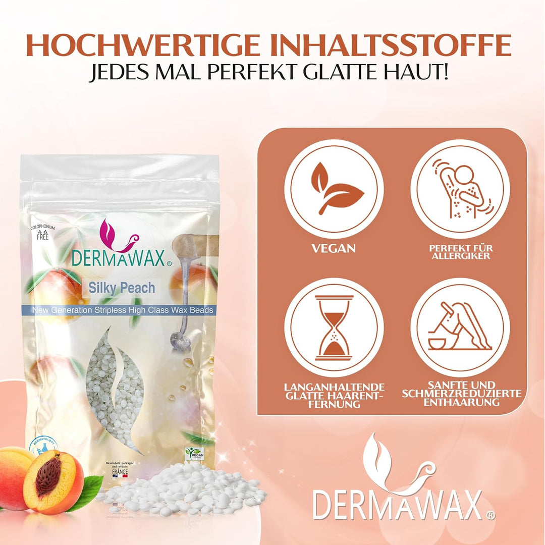 800 Gramm Dermawax Silky Peach Hypoallergen Waxing Perlen zur Haarentfernung Augenbrauen Gesicht Int