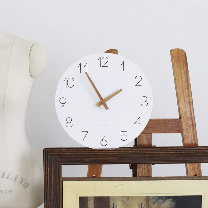 mooas Flatwood Wanduhr, 30,5 cm, Holz, nicht tickend, Sweep-Bewegung, dekorative batteriebetriebene