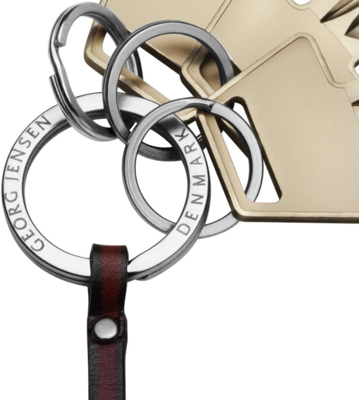 Georg Jensen New Schlüsselanhänger Elefant Aluminium Leder Riemen, Aluminium, Silber, 0,9 x 3,1 x 14