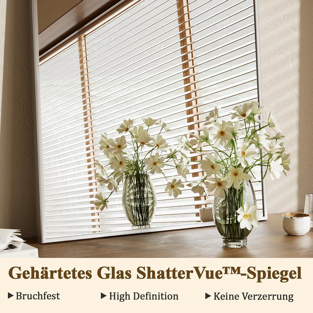 Koonmi Spiegel Silber 51×76cm Dekorative Wandspiegel Bogen Halbkreisförmig Spiegel, Silber Wandspieg
