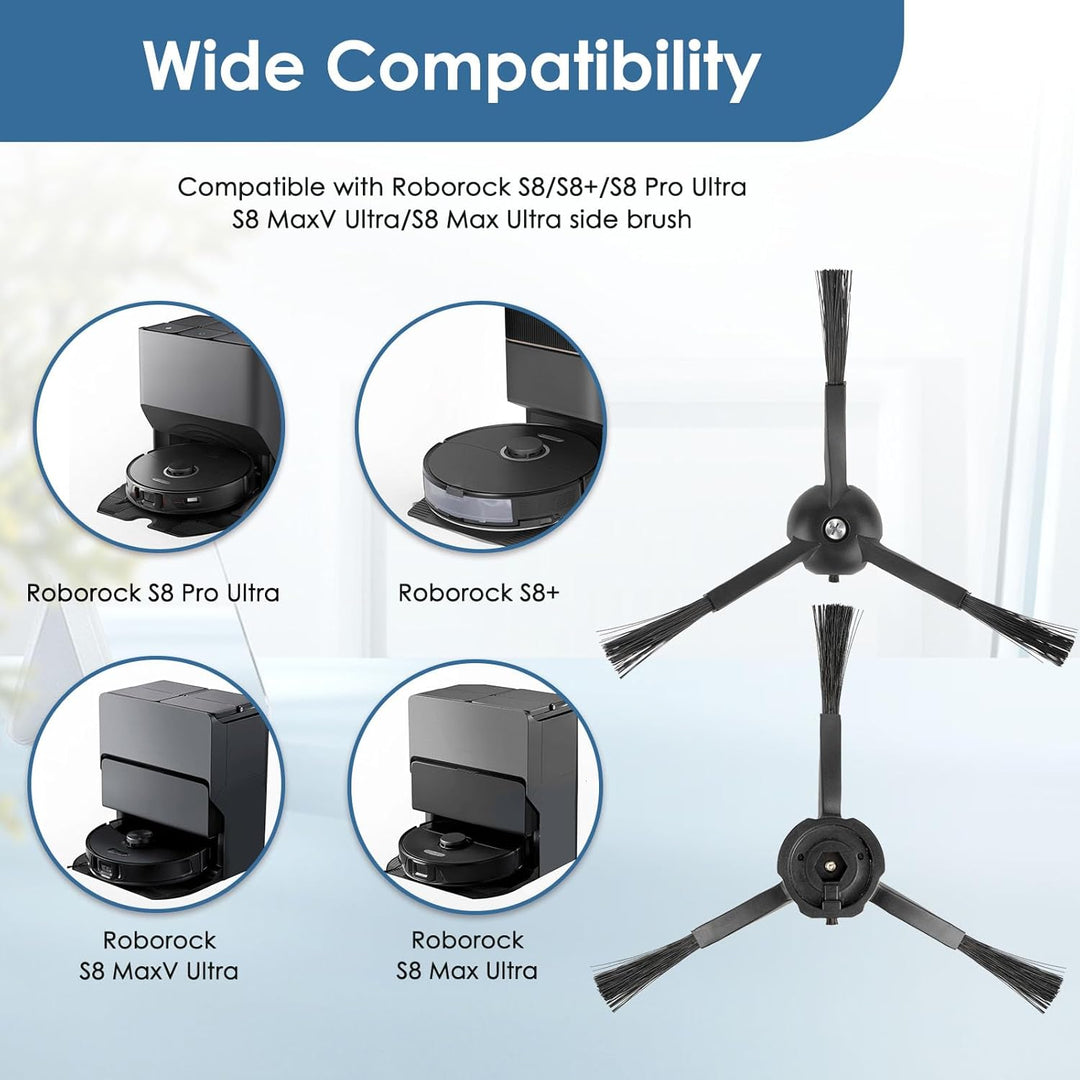 (4 Stück) Seitenbürsten für Roborock Q5 Max+, S8 MaxV Ultra, Q5 Pro, Q8 Max+, Q Revo, Qrevo Pro, Qre