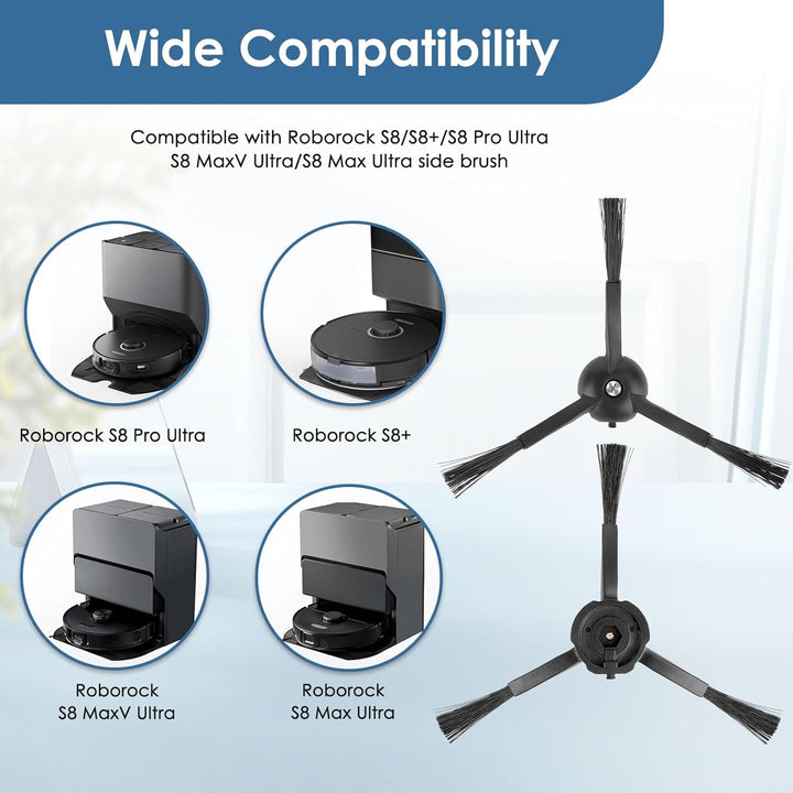 (4 Stück) Seitenbürsten für Roborock Q5 Max+, S8 MaxV Ultra, Q5 Pro, Q8 Max+, Q Revo, Qrevo Pro, Qre