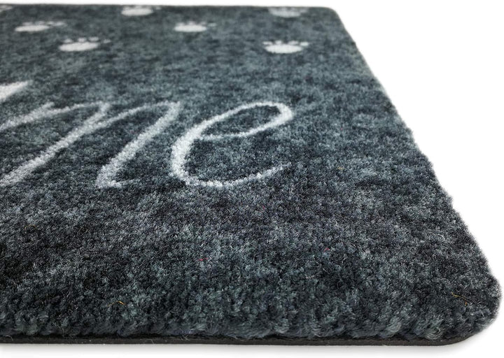 deco-mat Fussmatte Katze 50 x 70 cm Grau - Fussmatte mit Katzen - rutschfest &amp; waschbar - Schmutzfan