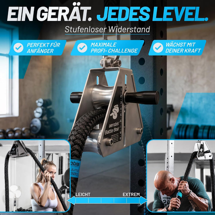 aerobis® Battle Boa - Battle Rope Seiltrainer - Battle Ropes bis 60 mm als Trainingsgerät für Kraft