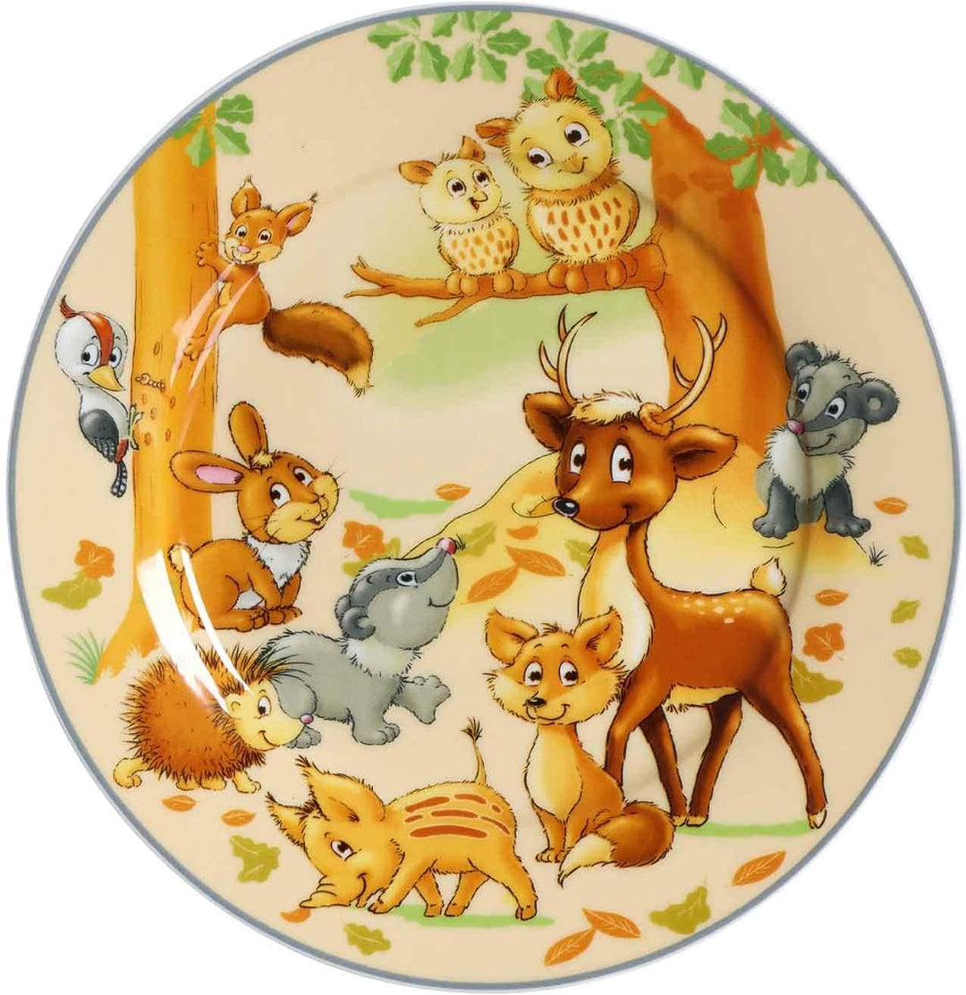 Ritzenhoff & Breker Kindergeschirr Set mit Platzset Waldtiere, 4-teilig, Bunt, Schale Becher Teller