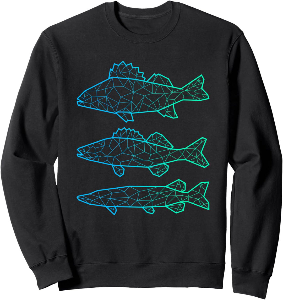 Raubfisch Angeln Polygon Barsch Zander Hecht Angler Sweatshirt