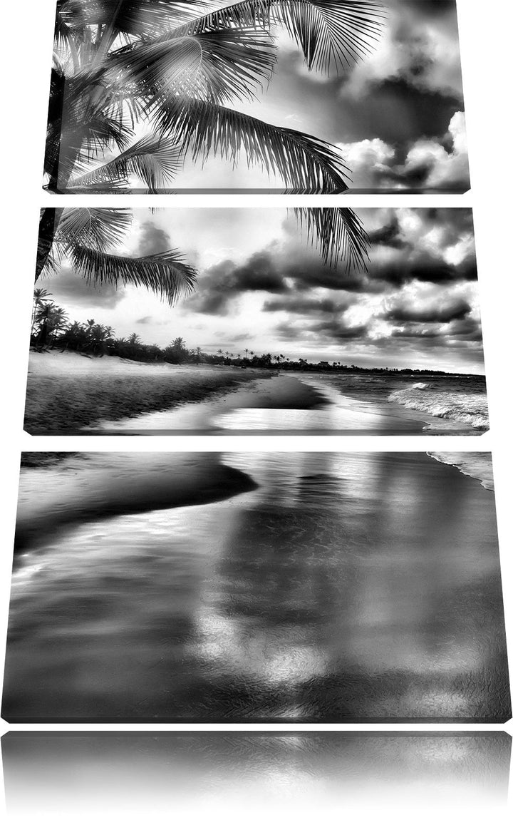 Pixxprint Strand Meer Sonnenuntergang als Leinwandbild/Grösse: 3 Teilig (120x80) cm/Wandbild/Kunstdr