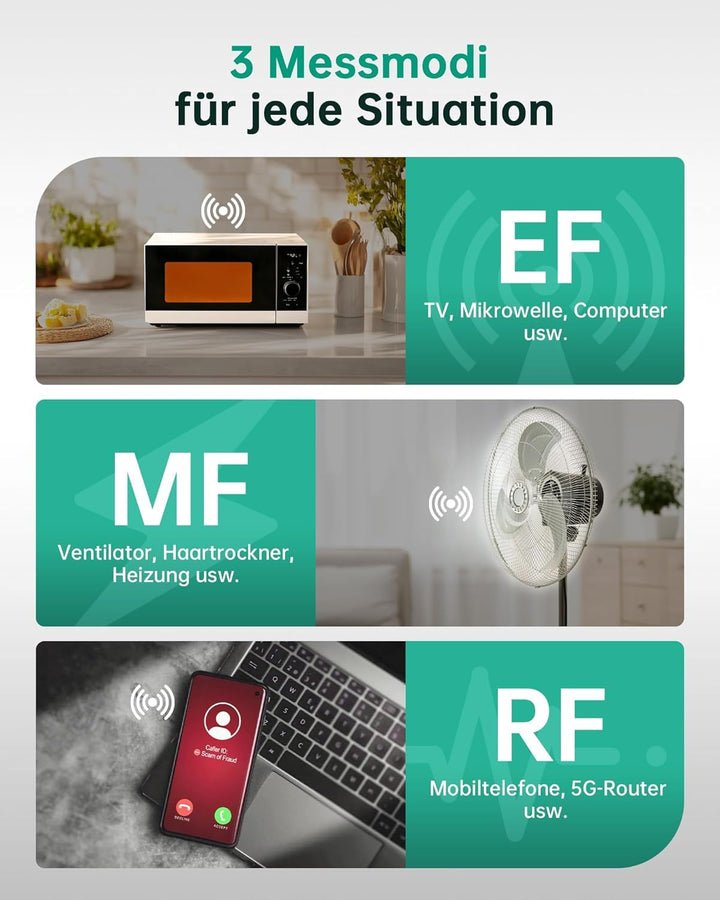 ERICKHILL EMF-Messgerät, digitaler Strahlungsdetektor für elektromagnetische Felder Handgehaltener L