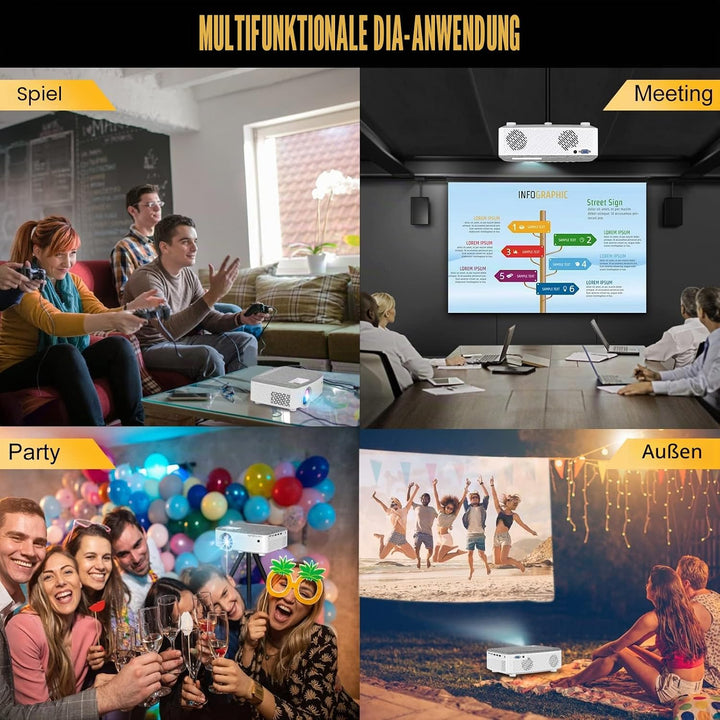 Mini-Projektor, tragbar, 1080P, Native, Film-Handy-Projektor, 8500 Lumen, 500 cm Display, kompatibel