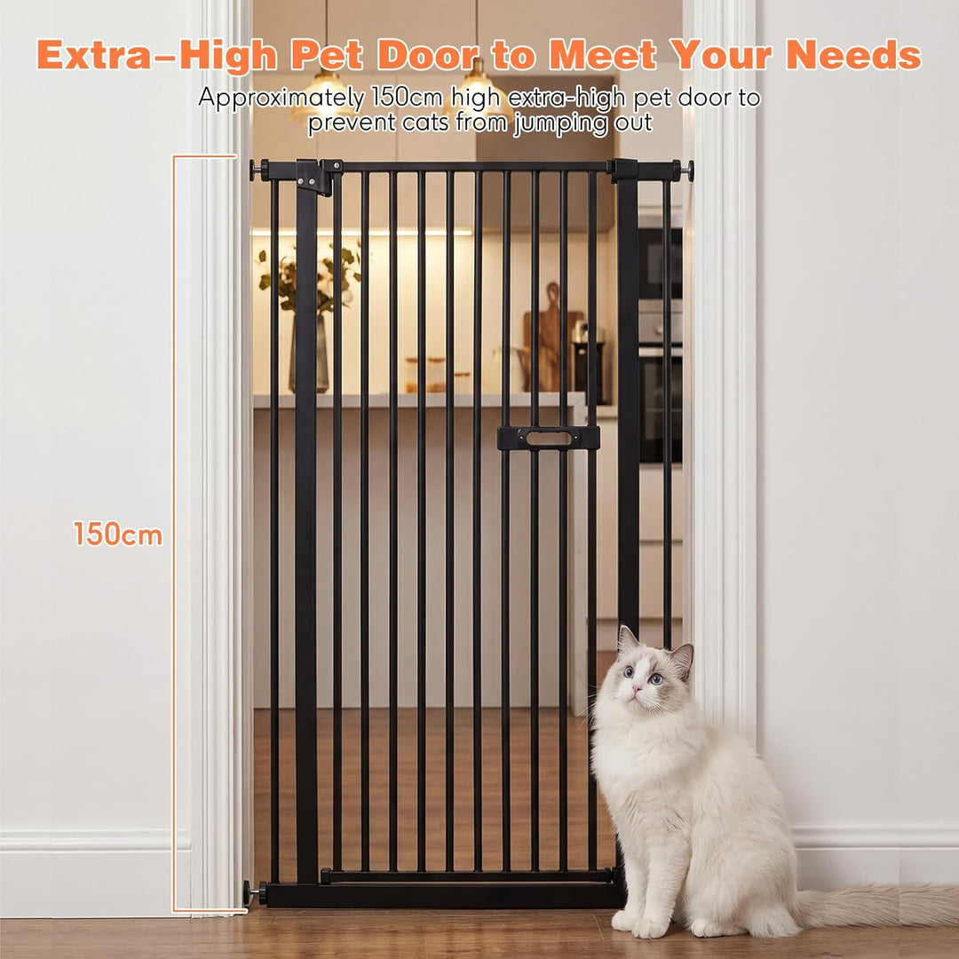 150CM Treppenschutzgitter hoch Absperrgitter Katze, Extra Hohes Katzengitter mit Automatisch Schlies