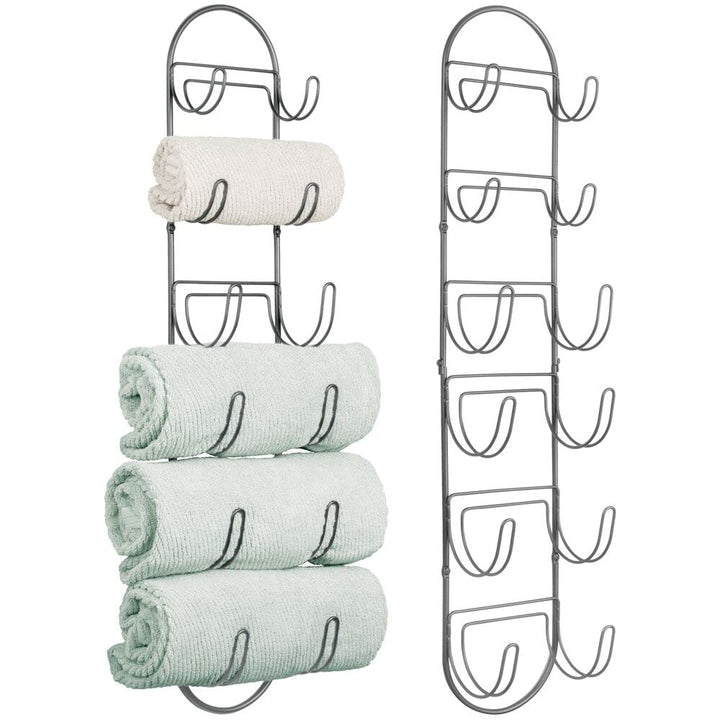mDesign 2er-Set Handtuchhalter zur Wandmontage – Handtuchablage aus Metall – schickes Badzubehör – a